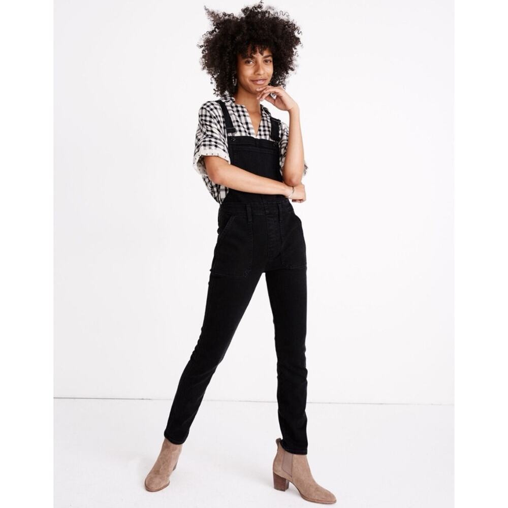 Madewell Skinny Overalls in Lunar Wash black denim AA598